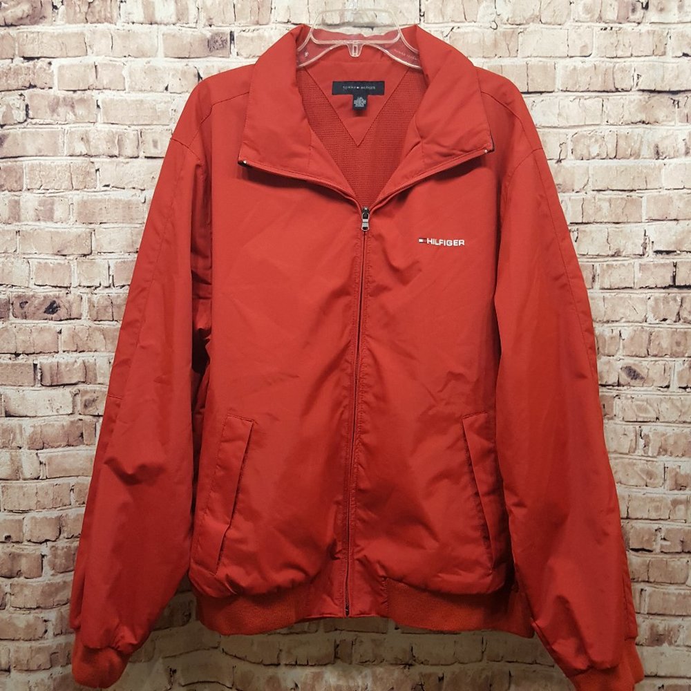 Tommy Hilfiger Jacket with Hood tucked in collar Large EUC